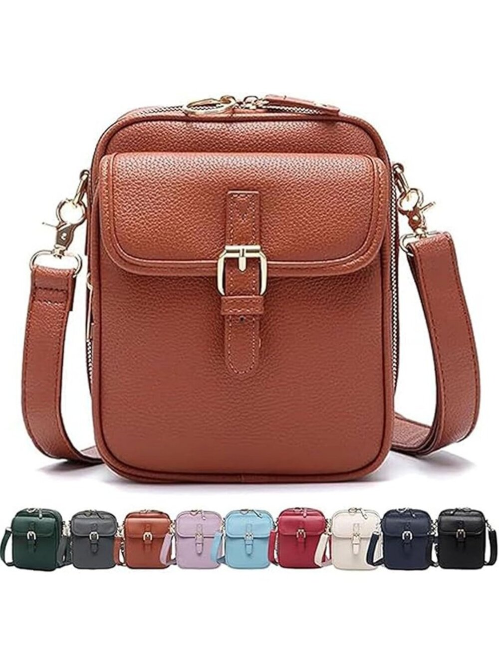 Women Brown Large Capacity Purse Card Slots Shoulder Leather Crossbody Bags